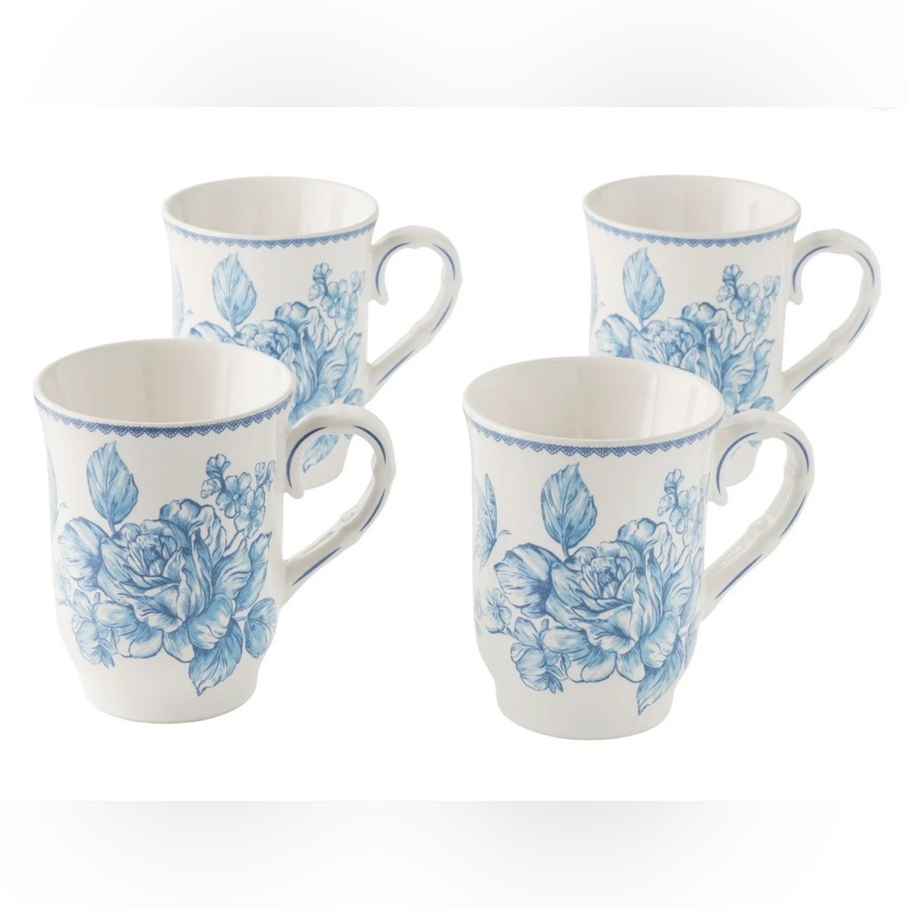 The Pioneer Woman Agatha Blue 12-Oz Stoneware Mugs Set of 4